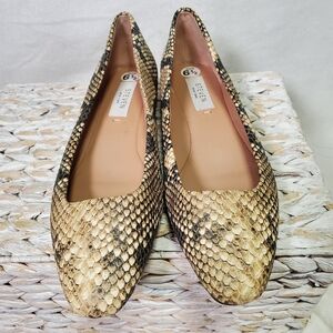 Steven New York Ballet Flats Slip On Faux Snakeskin 6.5 Leather Career Y2K 90s
